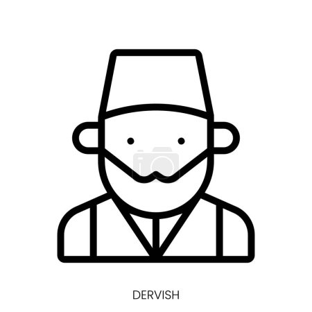 Illustration for Dervish icon. Line Art Style Design Isolated On White Background - Royalty Free Image