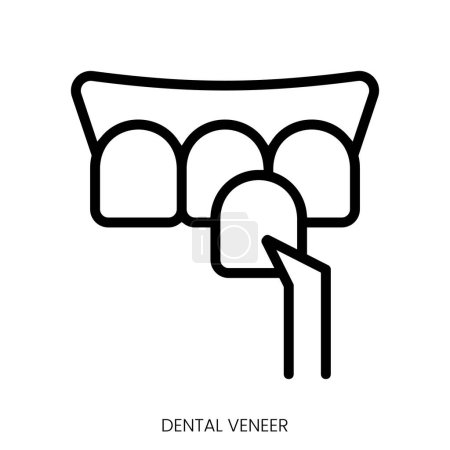 Illustration for Dental veneer icon. Line Art Style Design Isolated On White Background - Royalty Free Image