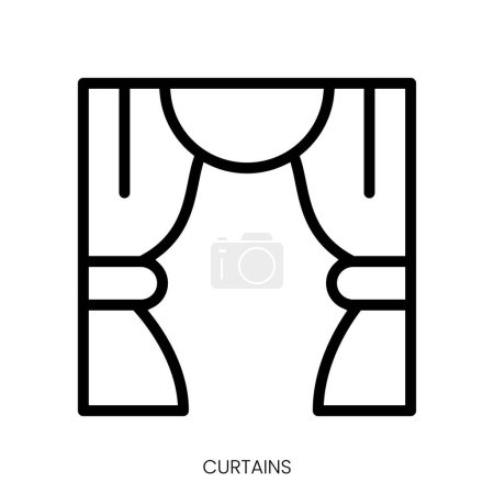 Illustration for Curtains icon. Line Art Style Design Isolated On White Background - Royalty Free Image