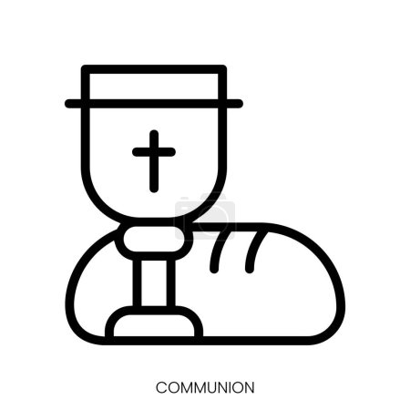 Téléchargez les illustrations : Icône de communion. Design de style Line Art isolé sur fond blanc - en licence libre de droit