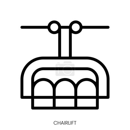 Illustration for Chairlift icon. Line Art Style Design Isolated On White Background - Royalty Free Image