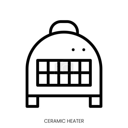 Ilustración de Icono del calentador de cerámica. Diseño de estilo de arte de línea aislado sobre fondo blanco - Imagen libre de derechos