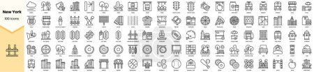 Illustration for Set of new york icons. Simple line art style icons pack. Vector illustration - Royalty Free Image