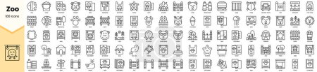 Ilustración de Conjunto de iconos del zoológico. Paquete de iconos de estilo de línea simple arte. Ilustración vectorial - Imagen libre de derechos