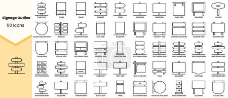 Set of signage outline icons. Simple line art style icons pack. Vector illustration