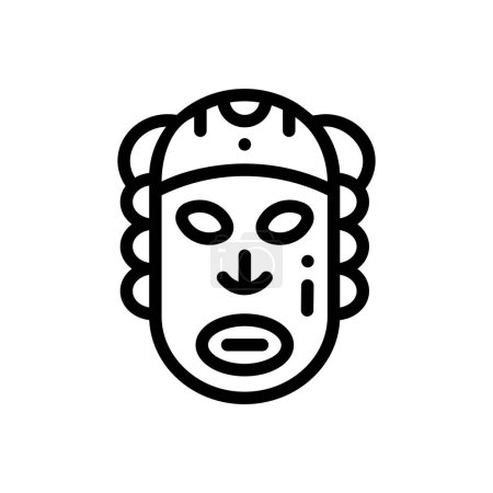 Téléchargez les illustrations : Icône du masque africain. Design mince de style linéaire isolé sur fond blanc - en licence libre de droit