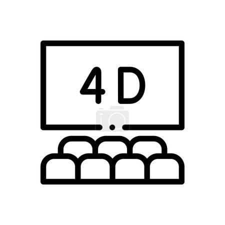 4d cinema icon. Thin Linear Style Design Isolated On White Background
