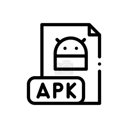 apk-Symbol. Thin Linear Style Design isoliert auf weißem Hintergrund