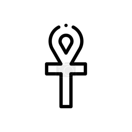 Icono de ankh. Diseño de estilo lineal delgado aislado sobre fondo blanco