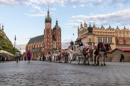 Horse carts on Krakow main square