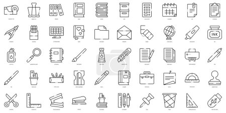 Ilustración de Linear Style stationery Icons Bundle - Imagen libre de derechos