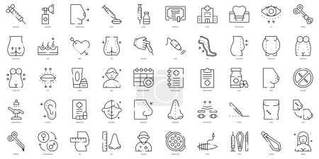 Illustration for Linear Style plastic and cosmetic surgery Icons Bundle - Royalty Free Image
