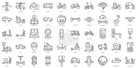 Ilustración de Estilo lineal transporte personal Iconos Paquete - Imagen libre de derechos