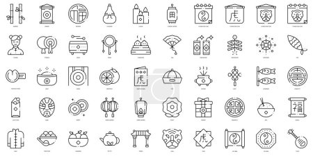 Illustration for Linear Style chinese new year Icons Bundle - Royalty Free Image