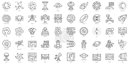 Illustration for Linear Style astronomy Icons Bundle - Royalty Free Image