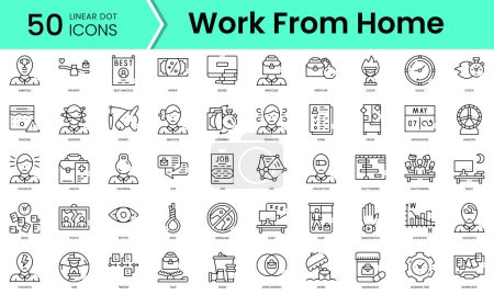 Illustration for Set of workaholic icons. Line art style icons bundle. vector illustration - Royalty Free Image