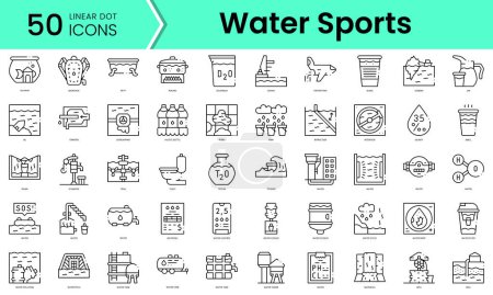 Illustration for Set of water icons. Line art style icons bundle. vector illustration - Royalty Free Image