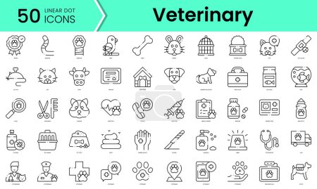 Téléchargez les illustrations : Set of veterinary icons. Line art style icons bundle. vector illustration - en licence libre de droit