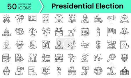 Ilustración de Set of united states presidential election icons. Line art style icons bundle. vector illustration - Imagen libre de derechos