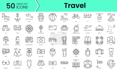 Ilustración de Set of travel icons. Line art style icons bundle. vector illustration - Imagen libre de derechos