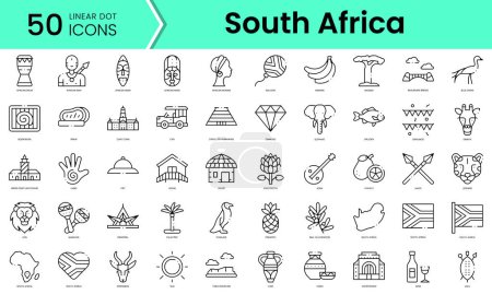 Illustration for Set of south africa icons. Line art style icons bundle. vector illustration - Royalty Free Image
