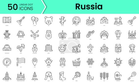Illustration for Set of russia icons. Line art style icons bundle. vector illustration - Royalty Free Image