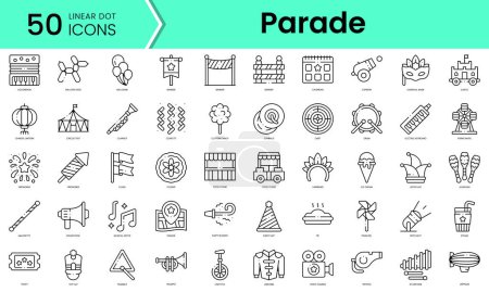 Téléchargez les illustrations : Set of parade icons. Line art style icons bundle. vector illustration - en licence libre de droit