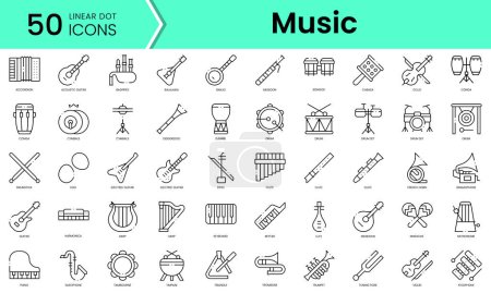 Set of music instruments icons. Line art style icons bundle. vector illustration