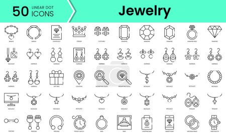 Ilustración de Set of jewelry icons. Line art style icons bundle. vector illustration - Imagen libre de derechos
