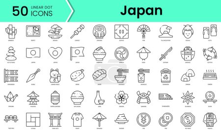 Téléchargez les illustrations : Ensemble d'icônes japonaises. Ensemble d'icônes de style art linéaire. illustration vectorielle - en licence libre de droit