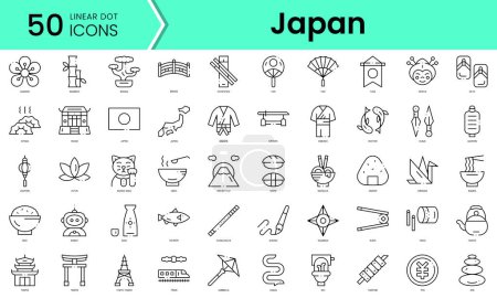 Illustration for Set of japan icons. Line art style icons bundle. vector illustration - Royalty Free Image