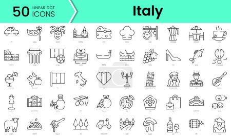 Illustration for Set of italy icons. Line art style icons bundle. vector illustration - Royalty Free Image