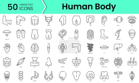 Ilustración de Conjunto de iconos del cuerpo humano. Paquete de iconos de estilo arte de línea. ilustración vectorial - Imagen libre de derechos
