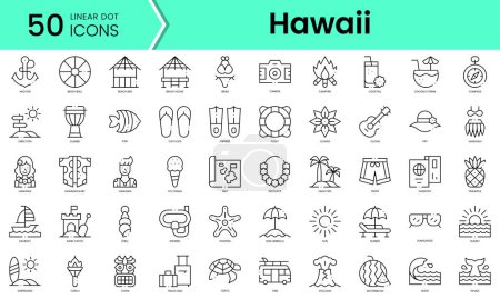 Illustration for Set of hawaii icons. Line art style icons bundle. vector illustration - Royalty Free Image