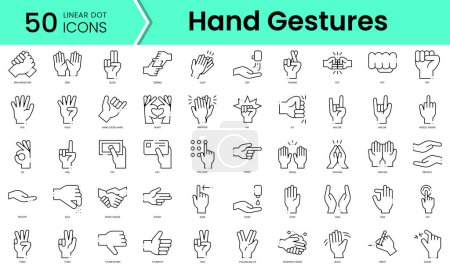 Ilustración de Set of hand gestures icons. Line art style icons bundle. vector illustration - Imagen libre de derechos