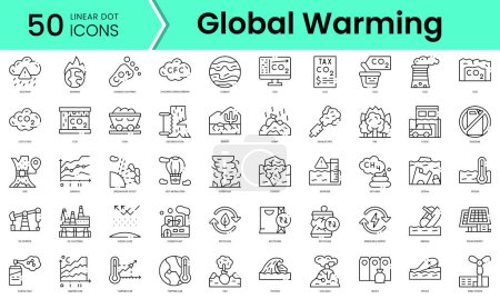 Ilustración de Set of global warming icons. Line art style icons bundle. vector illustration - Imagen libre de derechos