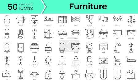 Illustration for Set of furniture icons. Line art style icons bundle. vector illustration - Royalty Free Image