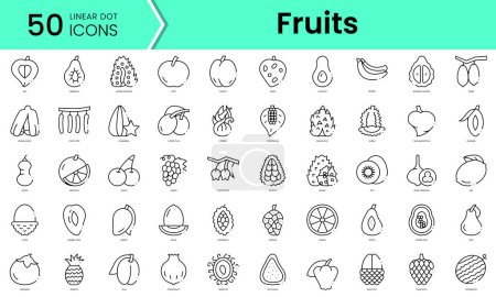 Illustration for Set of fruits icons. Line art style icons bundle. vector illustration - Royalty Free Image