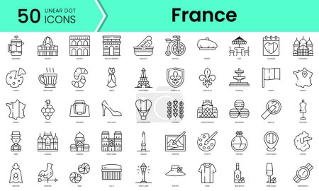 Ilustración de Set of france icons. Line art style icons bundle. vector illustration - Imagen libre de derechos