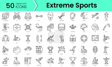 Illustration for Set of extreme sports icons. Line art style icons bundle. vector illustration - Royalty Free Image