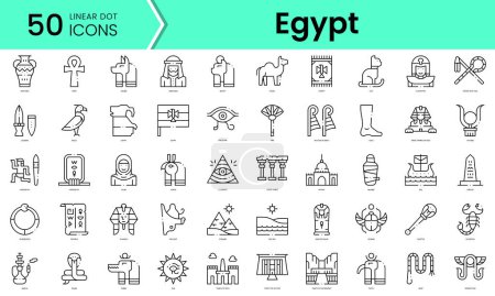 Ilustración de Set of egypt icons. Line art style icons bundle. vector illustration - Imagen libre de derechos