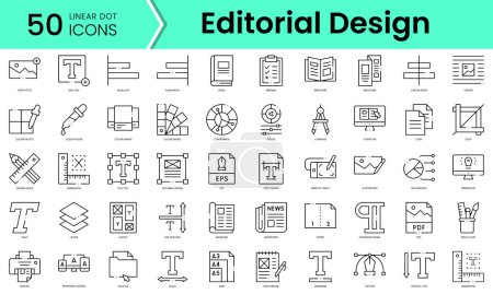 Ilustración de Conjunto de iconos de diseño editorial. Paquete de iconos de estilo arte de línea. ilustración vectorial - Imagen libre de derechos