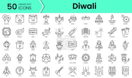 Illustration for Set of diwali icons. Line art style icons bundle. vector illustration - Royalty Free Image