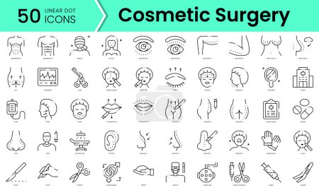 Illustration for Set of cosmetic surgery icons. Line art style icons bundle. vector illustration - Royalty Free Image