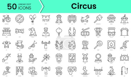 Illustration for Set of circus icons. Line art style icons bundle. vector illustration - Royalty Free Image
