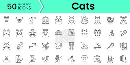 Illustration for Set of cats icons. Line art style icons bundle. vector illustration - Royalty Free Image