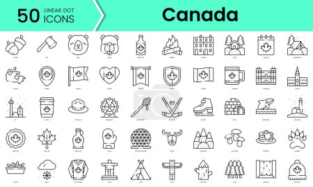 Illustration for Set of canada icons. Line art style icons bundle. vector illustration - Royalty Free Image