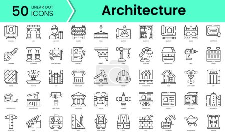 Illustration for Set of architecture icons. Line art style icons bundle. vector illustration - Royalty Free Image