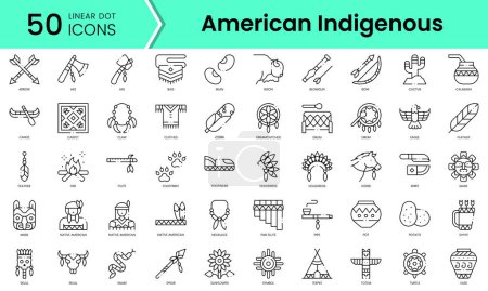 Ilustración de Conjunto de iconos indígenas americanos. Paquete de iconos de estilo arte de línea. ilustración vectorial - Imagen libre de derechos