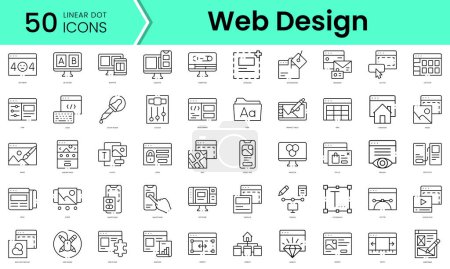 Set von Web-Design-Symbolen. Linienkunststil-Symbole bündeln sich. Vektorillustration